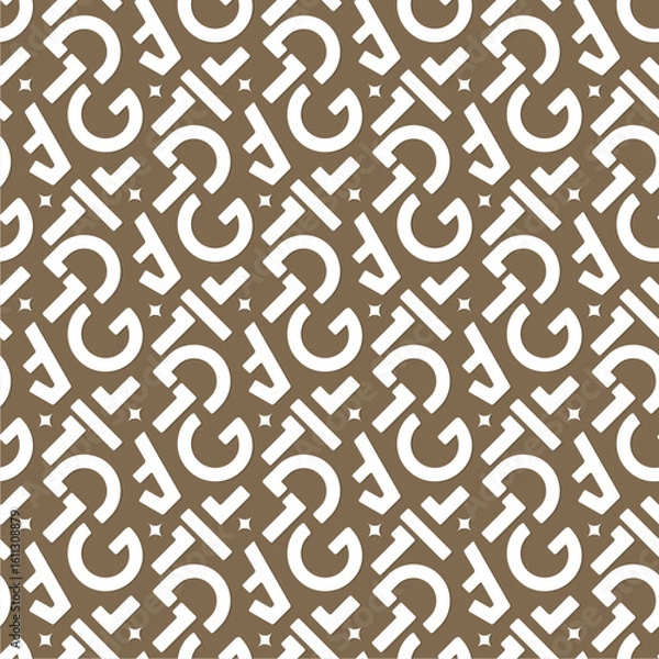 Fototapeta Seamless Geometric Pattern Featuring Stylish Interlocking Letters Creative Bold Letter Design in Beige and White Perfect for Fashion Prints Modern Branding Packaging Stationery Fabric and Luxury Backg