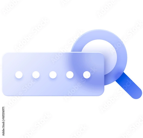 Obraz Abstract 3D Render: Password Security Check, Modern Blue Gradient Style, Secure Data Concept.