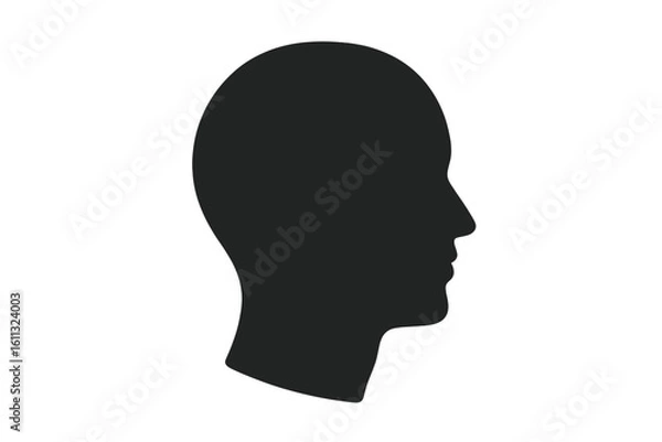 Fototapeta Human head silhouette vector icon. Anonymous person profile for psychology, mind, mental health, or business idea concepts. Man face side view. User avatar illustration.