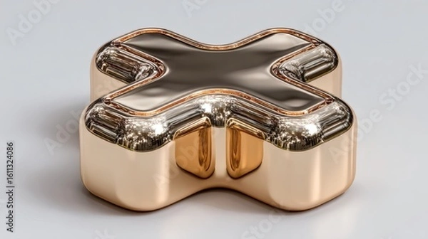 Obraz Gold and Silver Geometric Decorative Object with Modern Metallic Finish