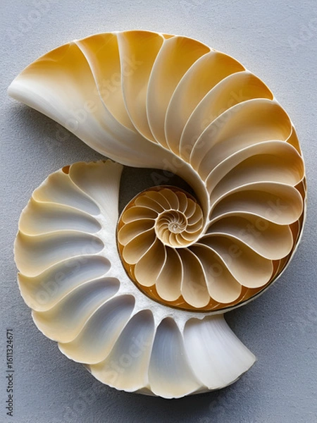 Obraz Split nautilus seashell showing inner float chambers