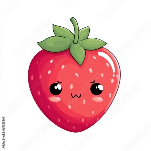 Obraz Cute Cartoon Strawberry Character with Adorable Expression