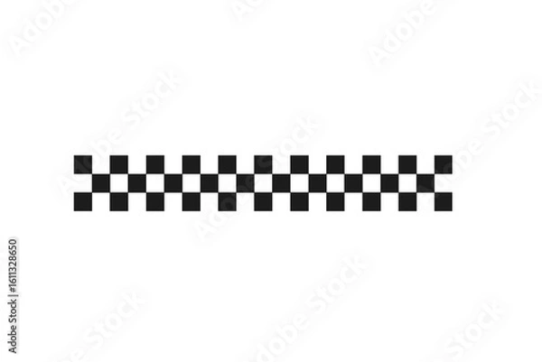 Fototapeta Checkered flag finish line for racing. Automotive competition symbol. Race sport banner. Black and white square checker texture pattern. Vector illustration on transparent bg.