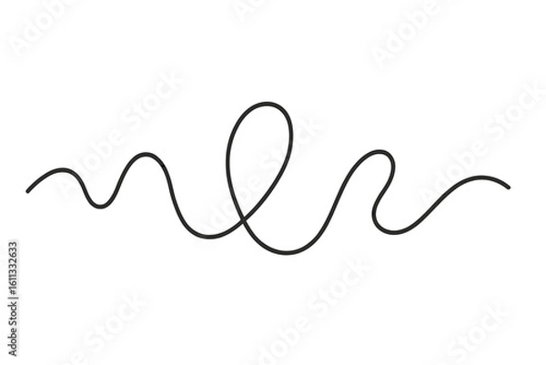 Obraz Hand drawn wavy, curvy, loopy line. Abstract doodle squiggle. Concept of chaos theory, confusion, but also order and clarity. Path, journey or process metaphor.