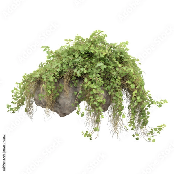 Fototapeta Floating Island with Cascading Green Vines and Roots