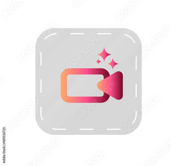 Fototapeta Modern Gradient Video Player App Icon: Sleek, Shiny, and Sparkling Design
