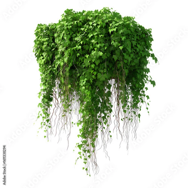 Fototapeta Hanging Ivy Vines with Dense Leaves Isolated on Black