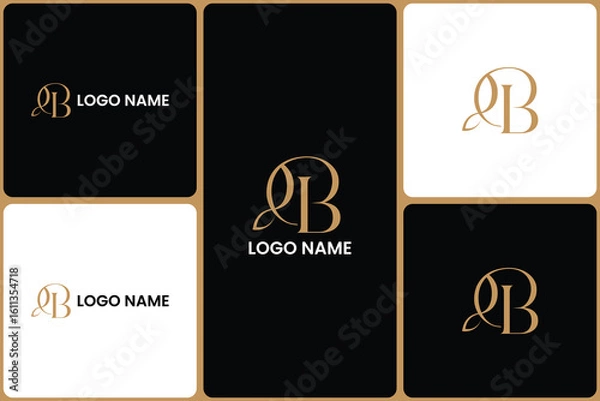 Fototapeta Luxurious Golden QB Logo Presentation Design