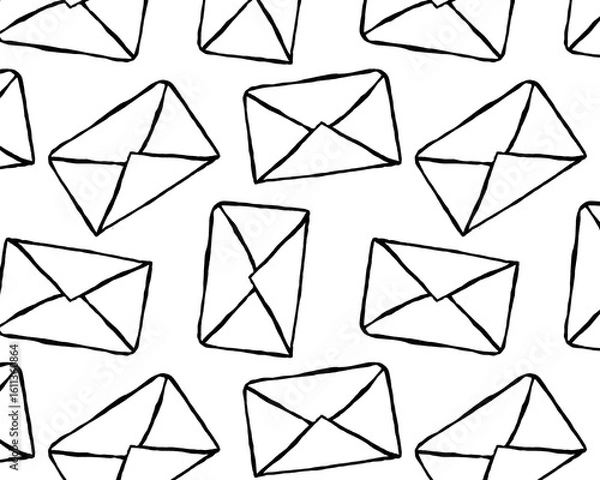 Obraz seamless envelope pattern - hand-drawn stationery doodle style