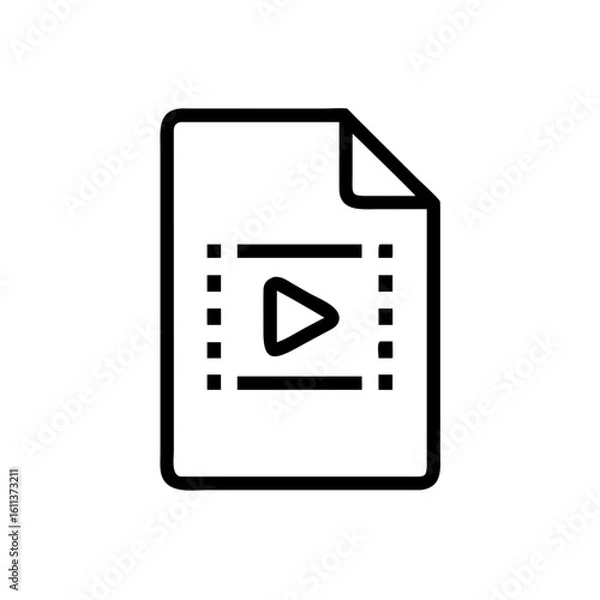 Fototapeta Modern digital media file icon representing video content playback, perfect for presentations, websites, and apps seeking engaging visual communication.