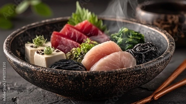 Obraz Minimalistic Seafood Arrangement with Focus on Essential Ingredients