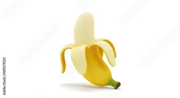 Fototapeta banana on white background,Freshly peeled ripe banana, a healthy and sweet fruit, ready to eat and isolated on white