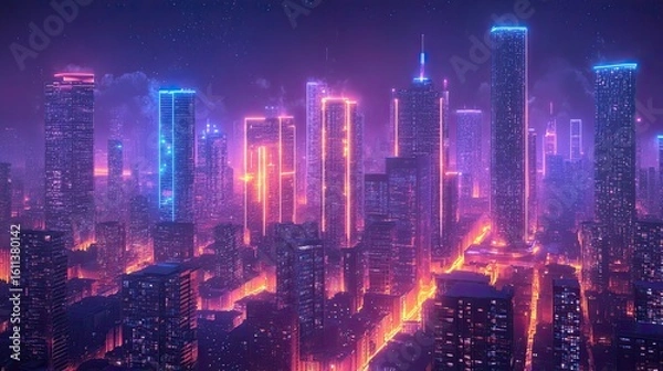 Obraz Smart city illustrations with IoT-enabled urban planning. 