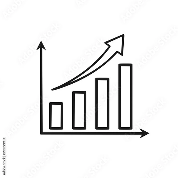 Obraz Growth Chart with Rising Arrow Line Icon for Business Success and Progress