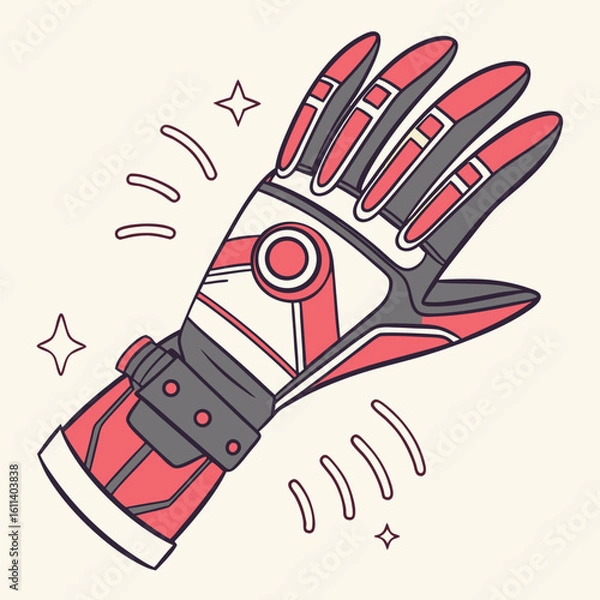 Fototapeta Red And White Futuristic Robot Glove Illustration