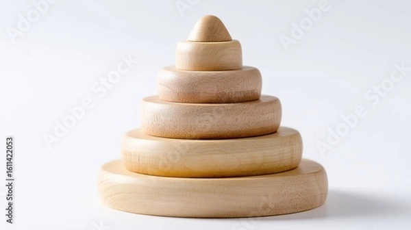 Fototapeta Natural Montessori-style toy with smooth edges and minimalist design.