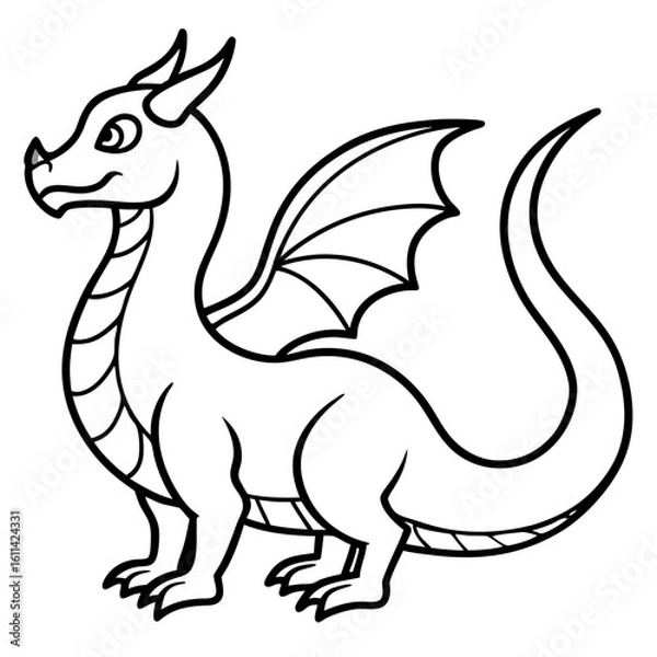 Obraz Dragon line art vector