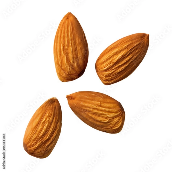 Fototapeta Four whole almonds arranged in a square pattern