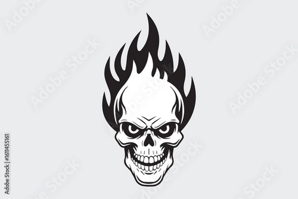 Fototapeta flaming skull illustration vector