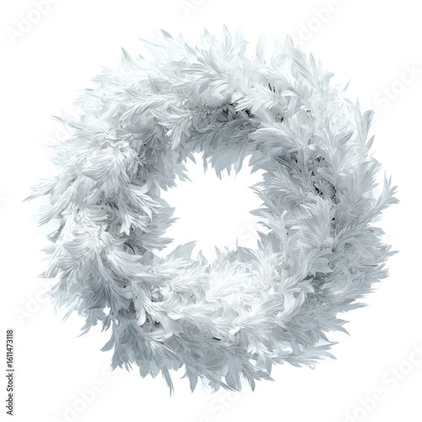 Obraz Decorative white feather wreath for winter celebrations indoor space home decor cozy environment aesthetic view