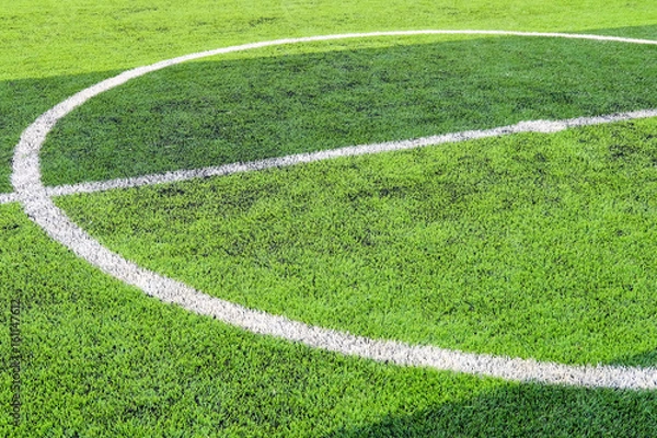 Fototapeta Artificial turf,soccer field,White stripe on the artificial soccer field