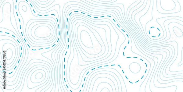 Fototapeta Ocean topographic line map with curvy wave isolines vector illustration. Sea depth topographic landscape surface for nautical radar readings. Cartography texture abstract banner of relief ocean floor.