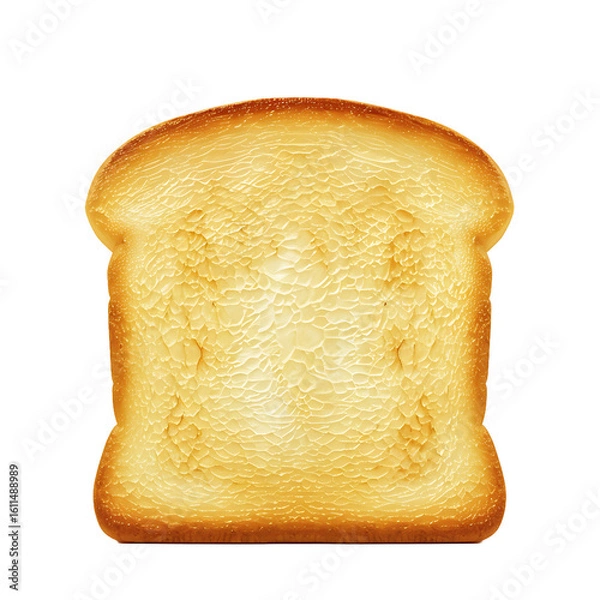 Fototapeta Golden Toasted Bread Slice Isolated on White Background