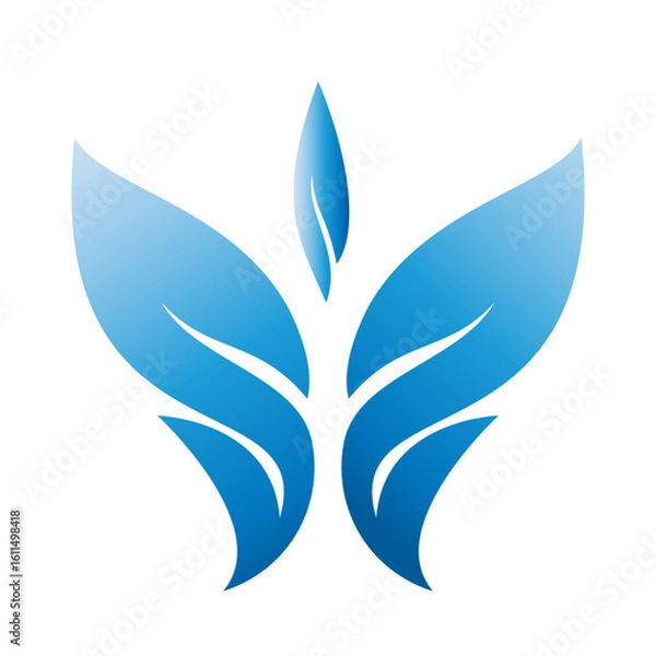 Fototapeta A dynamic butterfly-like shape in blue, symbolizing transformation, growth, and freedom