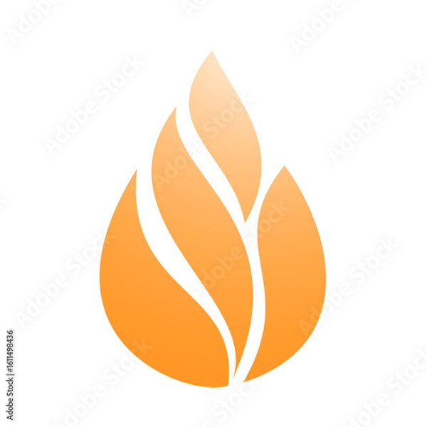 Fototapeta flame-like abstract shape in orange, representing passion, energy, and creativity
