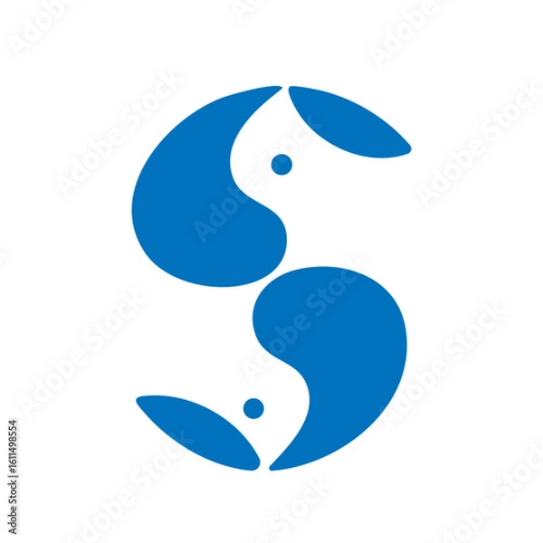 Fototapeta S logo-10A mirrored S shape with two dots, evoking balance, symmetry, and connection.
