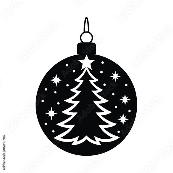 Obraz christmas tree ball ornament vector silhouette