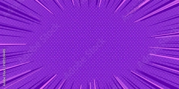 Obraz Abstract purple comic book background with halftone dots and radial lines, graphic, lines