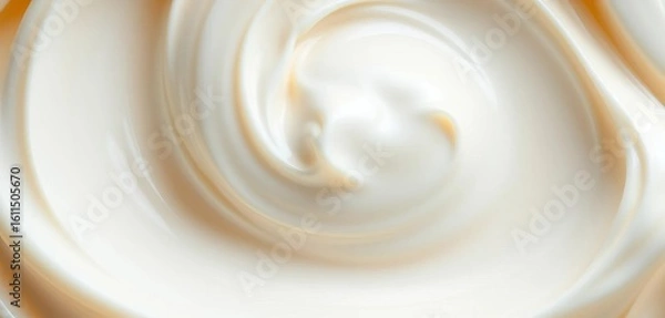 Fototapeta Close-up of creamy, milky cosmetic texture, swirls visible,   emulsion,  lotion