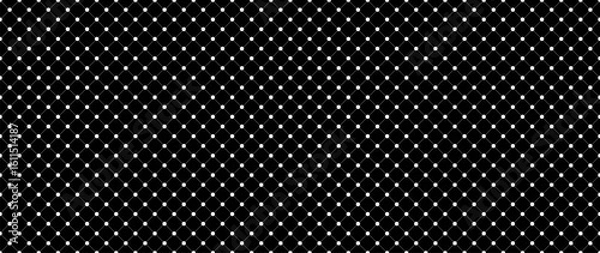 Fototapeta Cross rhombus geometric seamless pattern. White cross line and dot seamless pattern on black. Diagonal squares background.