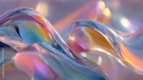 Obraz Abstract glass waves with colorful light reflections