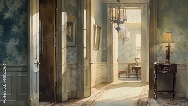 Fototapeta 自然光が差し込むエレガントなヴィンテージ調室内