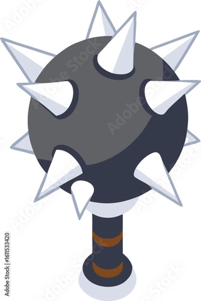 Fototapeta Spiked weapon mace vector illustration medieval combat