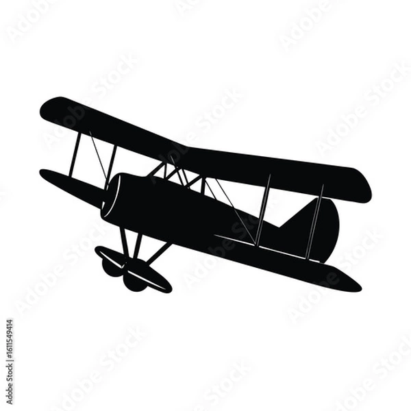 Obraz vintage biplane vector silhouette