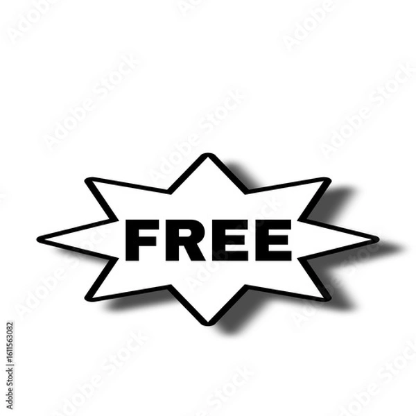 Fototapeta The image features a bold black starburst shape outlined in bright purple with the word "FREE" written in large white capital letters at the center. 