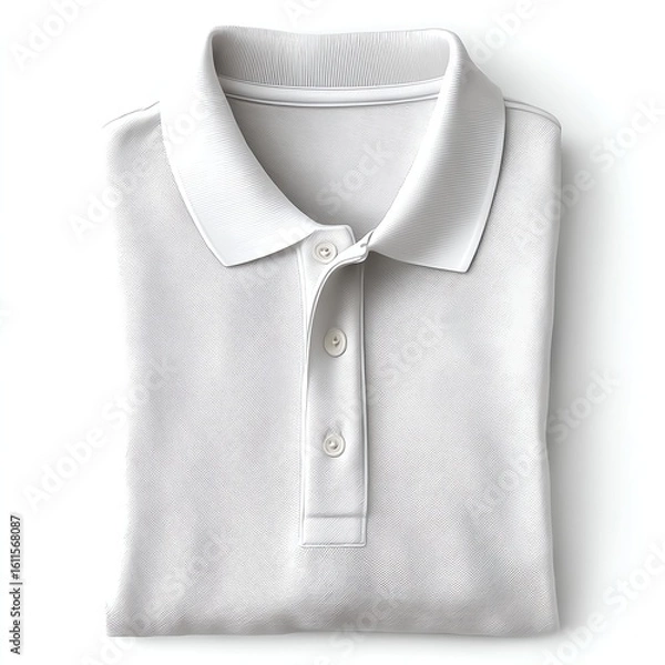 Fototapeta White Polo Elegance: A pristine, folded polo shirt showcases timeless style and casual sophistication, embodying simplicity and refined apparel design.