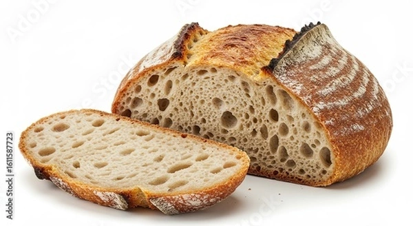 Obraz Half Loaf of Sourdough Bread with Slice