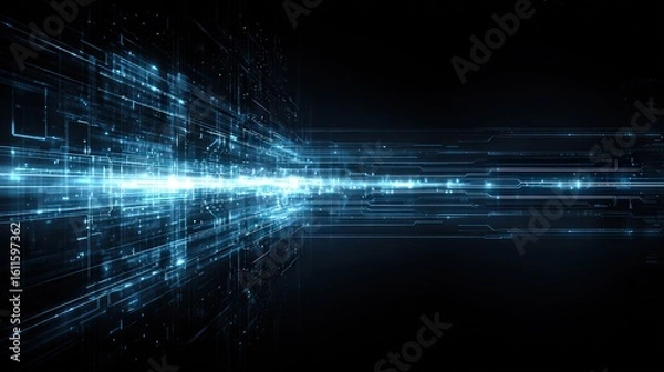 Fototapeta Blue HUD Interface with Digital Light Effects