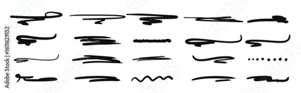 Fototapeta Set of different brush strokes and scribbles