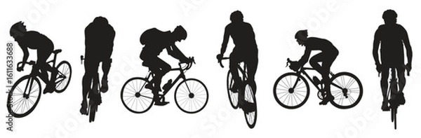 Fototapeta vector silhouette collection of cyclists for artwork