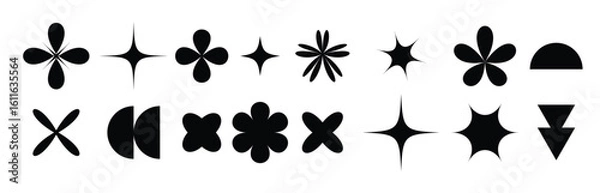 Fototapeta set of black and white shapes with various shapes