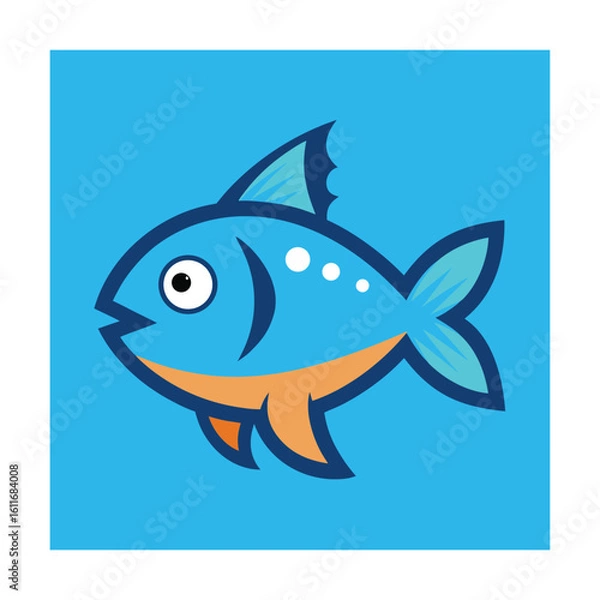 Obraz Grunt Fish in Cartoon Flat and Outline Art Style