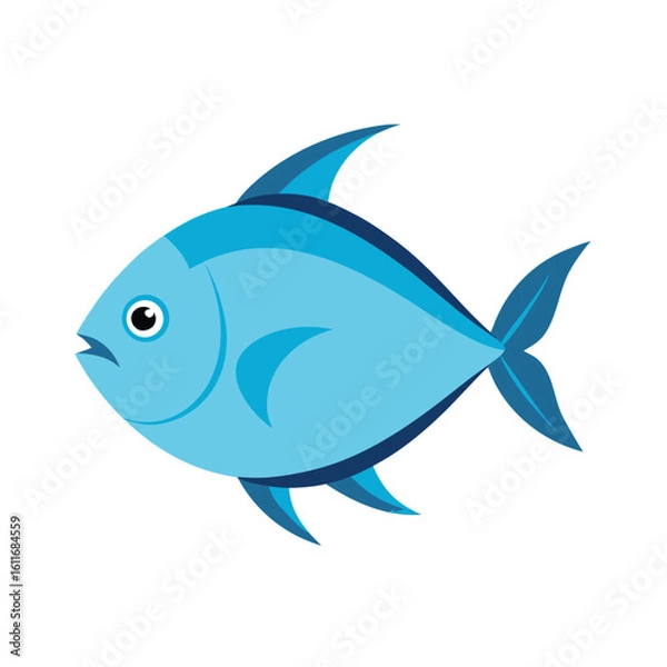 Fototapeta Cartoon Pompano Fish in Flat and Outline Style