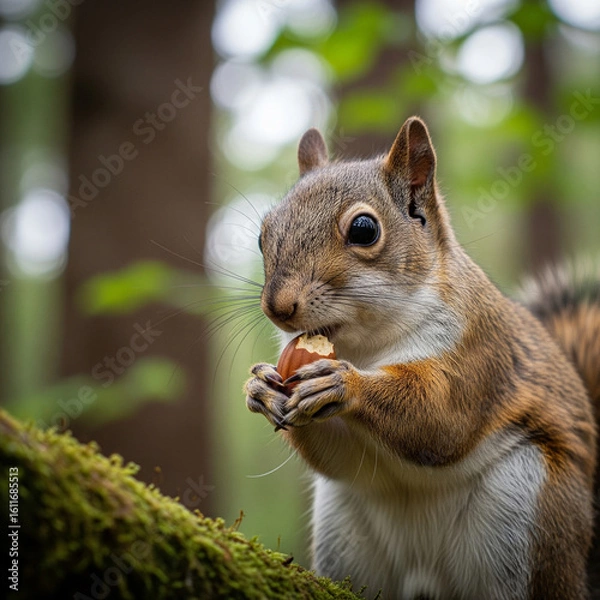 Fototapeta Close-up of a Squirrel Eating a Nut

