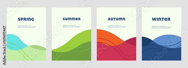 Fototapeta Spring, Summer, Autumn, Winter Season Banners  Modern Minimalist Design for Branding