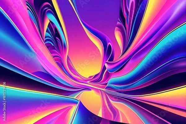 Fototapeta Vibrant abstract swirls of neon colors in a futuristic design